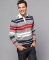 With classic sporty stripes, this rugby shirt from Tommy Hilfiger is a winning weekend look.