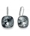 Perfect for nights or workdays, these drop earrings from Swarovski set the mood with dark coloring. Crafted in rhodium-plated mixed metal. Approximate drop: 1/2 inch.