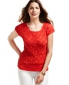 Cute, eye-catching crochet updates a simple summer sweater from Joseph A!