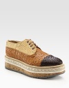 Tri-color lace-up design with espadrille detail elevated by a cork and micro-foam platform. Cork, micro-foam and hemp platform, 2 (50mm)Woven upperLeather and woven liningRubber solePadded insoleImported