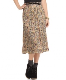 Add flower power to your wardrobe with this sweet, floral-print skirt from Angie! The midi length and braided skinny belt add welcome doses of on-trend cool. Add flower power to your wardrobe with this sweet, floral-print skirt from Angie! The midi length and braided skinny belt add welcome doses of on-trend cool.