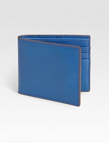Classic bill holder of treated mill leather and contrasting trim for a contemporary touch.One billfold compartmentSix card slotsLeather4W x 4HImported Classic bill holder of treated mill leather and contrasting trim for a contemporary touch.One billfold compartmentSix card slotsLeather4W x 4HImported
