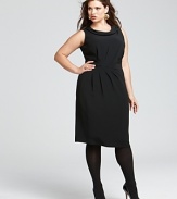 This Lafayette 148 New York sleeveless dress revamps the classic LBD with a draped neckline and pleats at the front.
