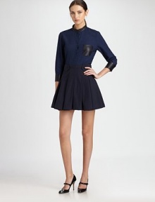 Crisp pleats and sporty buttonhole tab details define this flirty silhouette.Self waistbandButtonhole tab detailsAllover pleatsBack zip with ring pullAbout 16 longCottonDry cleanMade in ItalyModel shown is 5'10 (177cm) wearing US size 4. Crisp pleats and sporty buttonhole tab details define this flirty silhouette.Self waistbandButtonhole tab detailsAllover pleatsBack zip with ring pullAbout 16 longCottonDry cleanMade in ItalyModel shown is 5'10 (177cm) wearing US size 4.
