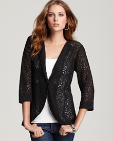 The classic blazer goes all-out feminine rendered in lace. Layer this Volcom jacket over a basic tee for instant ladylike finesse. The classic blazer goes all-out feminine rendered in lace. Layer this Volcom jacket over a basic tee for instant ladylike finesse.