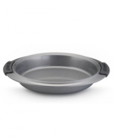From pizza to upside down pineapple, this Anolon 9 round cake pan is the one for the job. New proprietary coating ensures superior release and makes cleanup a snap. Silicon-enhanced handles are steady and slip-free, while the pan's substantial weight provides durability and helps prevent warping. From pizza to upside down pineapple, this Anolon 9 round cake pan is the one for the job. New proprietary coating ensures superior release and makes cleanup a snap. Silicon-enhanced handles are steady and slip-free, while the pan's substantial weight provides durability and helps prevent warping.