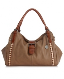 An iconic silhouette takes on a modern look with southwest-inspired diamond pattern piping, burnished buckle accents and contrasting earth-tone colors. This Big Buddha satchel offers discrete pockets and compartments to stow wallet, sunglasses and even tech items safely. An iconic silhouette takes on a modern look with southwest-inspired diamond pattern piping, burnished buckle accents and contrasting earth-tone colors. This Big Buddha satchel offers discrete pockets and compartments to stow wallet, sunglasses and even tech items safely.