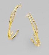 Two graceful golden strands in an oval hoop, intertwined and sprinkled with sparkling Swarovski and Czech crystals.Crystal 18k goldplated Length, about 2¼ Width, about 1½ Post back Made in USA