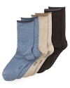 Soft socks with HUE printed on sole and contrast trim at ankles.