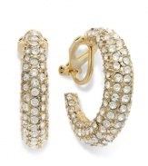 Light up the night with this pair of hoop earrings from Lauren by Ralph Lauren. Crafted from gold-tone mixed metal, the earrings feature Czech stones for a lustrous touch. Clip-on backing for non-pierced ears. Approximate drop: 1 inch. Approximate diameter: 1 inch.