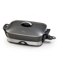 Master the art of making meals. Plug in to energy-saving power that brings a heat more efficient than a range burner or oven for faster, more precise cooking. The high walls, heavy cast aluminum nonstick construction, master heat control and dishwasher-safe design combine ease, convenience, versatility and durability in an unstoppable kitchen force. 1-year warranty. Model 06857. Master the art of making meals. Plug in to energy-saving power that brings a heat more efficient than a range burner or oven for faster, more precise cooking. The high walls, heavy cast aluminum nonstick construction, master heat control and dishwasher-safe design combine ease, convenience, versatility and durability in an unstoppable kitchen force. 1-year warranty. Model 06857.