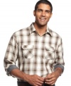 Why break out the iron when you don't have to? This Van Heusen plaid shirt is all polish, no wrinkles.