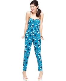 Carefree and colorful, this jumpsuit from Material Girl adds infinite spunk to your everyday attire! Turn up the fun even more with stand-out accessories! Carefree and colorful, this jumpsuit from Material Girl adds infinite spunk to your everyday attire! Turn up the fun even more with stand-out accessories!