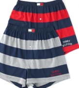 Offering a great sporty style, this comfortable cotton boxer features single jersey stitching and a classic Tommy Hilfiger logo waistband.