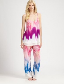 Lush flower petals emerge on this elegant two-piece design, finished with a lightweight double-layered top. ScoopneckSleevelessAdjustable spaghetti strapsElastic waistband with drawstring tieInseam, about 31PolyesterMachine washImported Lush flower petals emerge on this elegant two-piece design, finished with a lightweight double-layered top. ScoopneckSleevelessAdjustable spaghetti strapsElastic waistband with drawstring tieInseam, about 31PolyesterMachine washImported