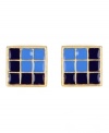 Stylish and symmetrical. RACHEL Rachel Roy's pyramid square stud earrings feature a distinctive grid design. Crafted in gold tone mixed metal, they'll add a chic, contemporary twist to your look. Approximate diameter: 1 inch.