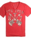 Rock on. This cool graphic tee from Triple Fat Goose is the right remix for your casual wardrobe.