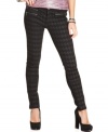 Cool to the max, these houndstooth-print skinny jeans from Material Girl feature coated style for a tough-looking exterior and zip pockets for a dose of rocker attitude.