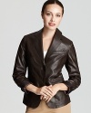 Inject your 9-to-5 style with definitive downtown edge in a Jones New York Collection blazer constructed of sleek, supple leather. Slip the structured style over a sleek pencil skirt and command the corner office.