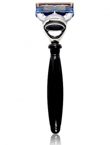 Handcrafted Polished Nickel with Black lacquered accents. Perfectly balanced and weighted with a contemporary ergonomic innovative handle design. Micro texture grips to avoid slipping with maximum stability and control to avoid skin irritations, nicks and cuts. Handcrafted Polished Nickel with Black lacquered accents. Perfectly balanced and weighted with a contemporary ergonomic innovative handle design. Micro texture grips to avoid slipping with maximum stability and control to avoid skin irritations, nicks and cuts.
