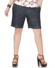 Featuring a belted waist, American Rag's plus size Bermuda shorts are must-haves for spring/summer fun!