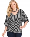 Snag a super-hot trend this season with Cha Cha Vente's striped plus size top-- team it with your fave jeans!