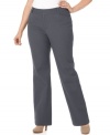 Plus size fashion that lets you go from day to sophisticated play. These pants from Dockers' collection of plus size clothes are wardrobe essentials-- and the built-in slimming panel lends a sleek shape!