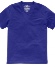 Live in color. Let this American Rag v-neck tee break you out of the box of basic black and white. Live in color. Let this American Rag v-neck tee break you out of the box of basic black and white.