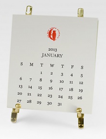 The perfect calendar for the well-dressed desk. Each month features an image from our distinguished collection, hand-engraved in assorted color inks. Includes 12 calendar cards and a classic nineteenth century-inspired brass table easel.About 3.5 X 4Hand-engravedMade in USA The perfect calendar for the well-dressed desk. Each month features an image from our distinguished collection, hand-engraved in assorted color inks. Includes 12 calendar cards and a classic nineteenth century-inspired brass table easel.About 3.5 X 4Hand-engravedMade in USA
