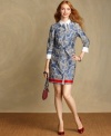 Tommy Hilfiger's shirtdress offers a tailored-chic look, thanks to a scrolling paisley print and solid cuffs and collar.