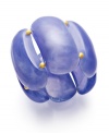 Make your outfit pop with a bold, blue bracelet. Kenneth Jay Lane bracelet features a large, rounded blue acrylic cuff accented by gold tone mixed metal beads. Bracelet stretches to fit wrist. Approximate diameter: 2-1/4 inches.