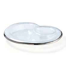 After a supple edge is carefully created around the circumference of this richly textured chip & dip set, craftsmen hand-paint an opulent band of platinum for a breathtaking finish. After a supple edge is carefully created around the circumference of this richly textured chip & dip set, craftsmen hand-paint an opulent band of platinum for a breathtaking finish.