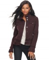 Crafted from on-trend colored denim, INC's ruffled jacket is an ideal layer for your fall looks!