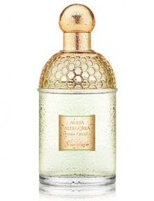 Inspired by nature and created by Guerlain. The Aqua Allegoria form a palette of olfactory emotions centered on the raw ingredients drawing their originality from unexpected combinations of freshly gathered petals, sun-kissed citrus fruit, green and aromatic sensations.Aqua Allegoria Herba Fresca Eau de Toilette. The aromatic essence of fresh green grass brings to mind a barefoot stroll on a dewy summer morning in this fragrance for the vibrant woman. Inspired by nature and created by Guerlain. The Aqua Allegoria form a palette of olfactory emotions centered on the raw ingredients drawing their originality from unexpected combinations of freshly gathered petals, sun-kissed citrus fruit, green and aromatic sensations.Aqua Allegoria Herba Fresca Eau de Toilette. The aromatic essence of fresh green grass brings to mind a barefoot stroll on a dewy summer morning in this fragrance for the vibrant woman.