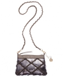 Shake a shimmy and dance the night away with this party-perfect purse from Big Buddha. Adorned with sparkly sequin with diamond design overlay, it's the ultimate razzle dazzler. Shake a shimmy and dance the night away with this party-perfect purse from Big Buddha. Adorned with sparkly sequin with diamond design overlay, it's the ultimate razzle dazzler.