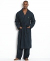 Layer up your lounge look with this smart plaid robe from Nautica.