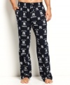 For the 24/7 fan who only sleeps so he can dream of more baseball: Comfy jersey pajama pants from College Concepts patterned with your favorite MLB logo.