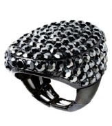 Go for a touch of the dramatic with INC International Concepts' stretch ring. The oval design is embellished with moody glass pave accents. Crafted in hematite tone mixed metal. Ring stretch to fit finger.