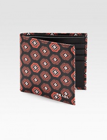 Colorful print pattern adorns this artful design crafted in textured saffiano leather.Two billfold compartmentsEight card slotsLeather4W x 4HMade in Italy Colorful print pattern adorns this artful design crafted in textured saffiano leather.Two billfold compartmentsEight card slotsLeather4W x 4HMade in Italy