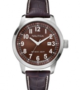 Rich croco leather and an earthy dial make this Nautica watch a handsome accessory.