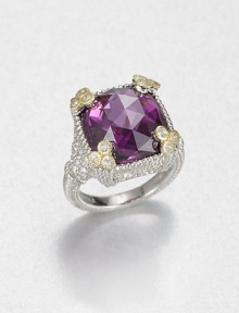 From the Monaco Collection. A beautifully faceted purple crystal stone set in sleek sterling silver accented with 18k gold and dazzling white sapphires. CrystalWhite sapphiresSterling silver18k goldWidth, about .7Imported From the Monaco Collection. A beautifully faceted purple crystal stone set in sleek sterling silver accented with 18k gold and dazzling white sapphires. CrystalWhite sapphiresSterling silver18k goldWidth, about .7Imported
