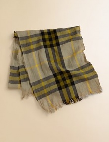 Your little ones will get all wrapped up in this bold, cashmere-blend check scarf.About 12 X 55Frayed ends55% merino wool/45% cashmereDry cleanImported Your little ones will get all wrapped up in this bold, cashmere-blend check scarf.About 12 X 55Frayed ends55% merino wool/45% cashmereDry cleanImported
