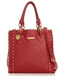 Tote your necessities with envy-worthy style in this gorgeous R&Em bag. Whip stitching details sides while shiny goldtone studs and signature hardware add just enough glam.
