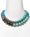 Get made in the shade with this color blocked statement necklace from Carolee. This bib looks flawless with a favorite frock but also gives a twist to your favorite blue jeans.