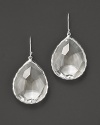 From the Silver collection, single teardrop earrings with faceted clear quartz crystals. Designed by Ippolita.