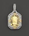 Sterling silver enhancer set with faceted white sapphires and emerald cut canary crystal. By Judith Ripka.