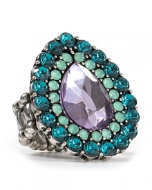 Give your look a hit of over-the-top shine with Aqua's pear-shaped cocktail ring. This crystal-adorned bauble boasts opulent appeal, so wear it to channel your inner socialite. Give your look a hit of over-the-top shine with Aqua's pear-shaped cocktail ring. This crystal-adorned bauble boasts opulent appeal, so wear it to channel your inner socialite.
