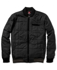 Non-puffy quilted jacket by Quiksilver will keep you warm plus looking fashionably great. Non-puffy quilted jacket by Quiksilver will keep you warm plus looking fashionably great.