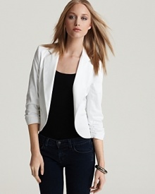 The white jacket: an essential spring item for your capsule collection. Sure to become a seasonal staple, wear it over a tee with denim or drape it over your shoulders when you head to your cocktail party. The white jacket: an essential spring item for your capsule collection. Sure to become a seasonal staple, wear it over a tee with denim or drape it over your shoulders when you head to your cocktail party.