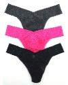 A soft stretchy lace original style thong with a thick signature lace waistband.